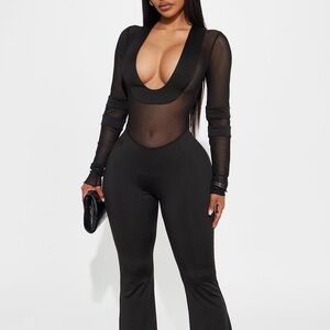 Fashion Nova Black Sheer Jumpsuit